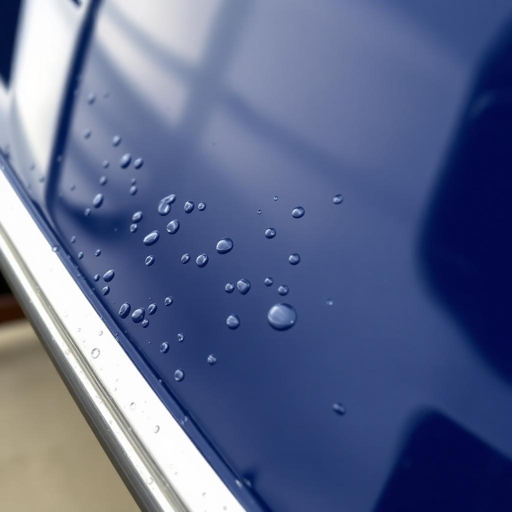 Water beading on a freshly ceramic-coated navy hull