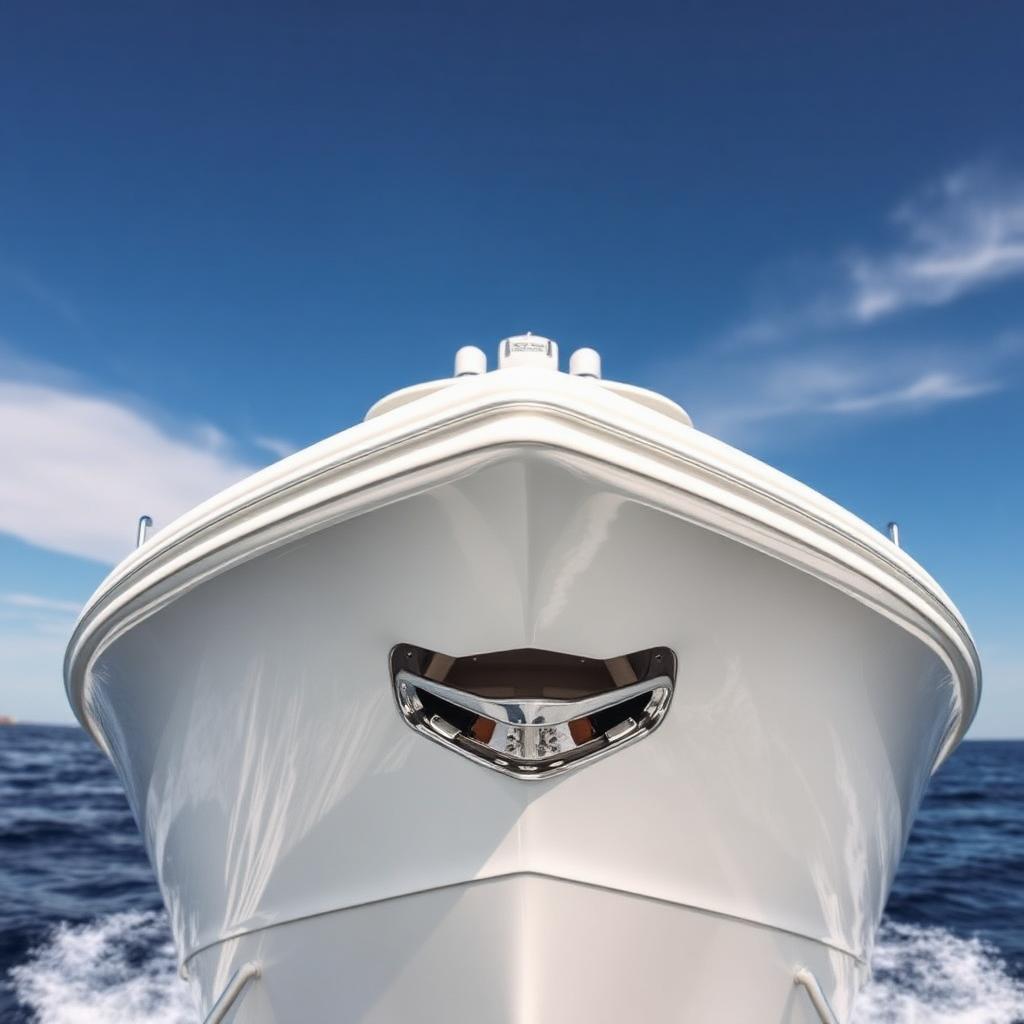 Pristine white center-console bow gleaming under blue sky